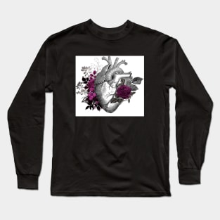 Gothic Heart and Roses Long Sleeve T-Shirt